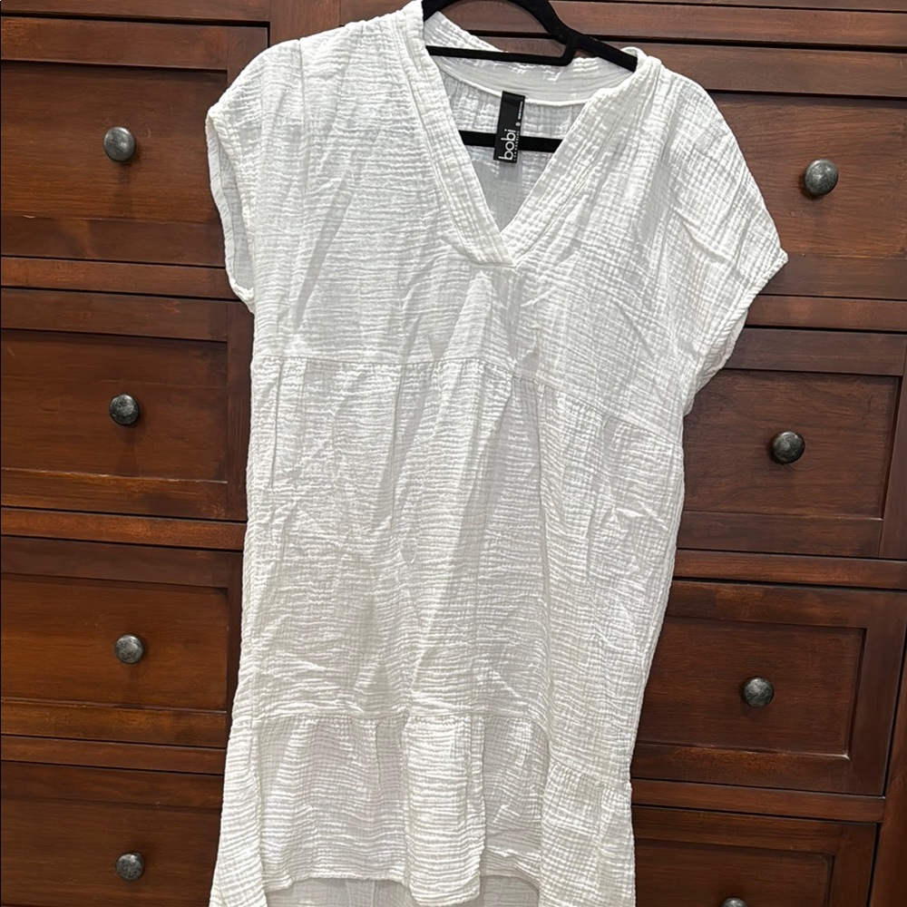 bobi Cream Boxy Tunic Swim Coverup